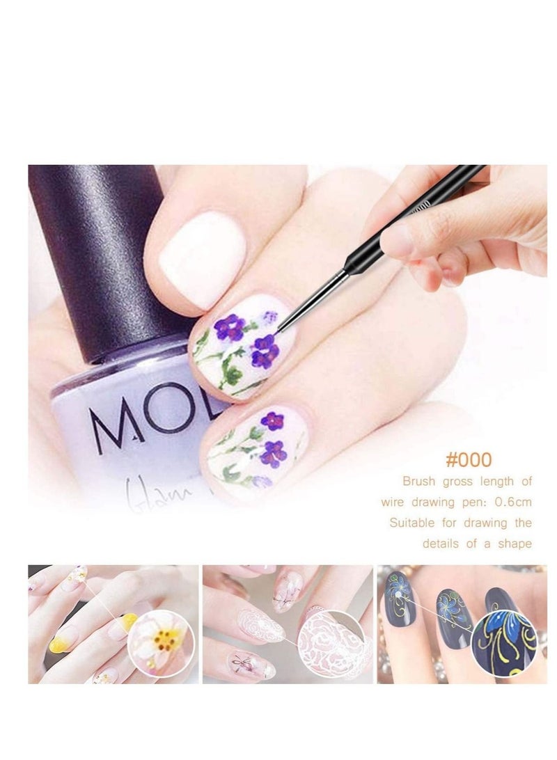 Captaintech 3PCs Nail Art Brushes, Miniature Fine Detail Paint Brush Set, Nail Art Design Painting Pen Brush for DIY & Professional Use - Image 2