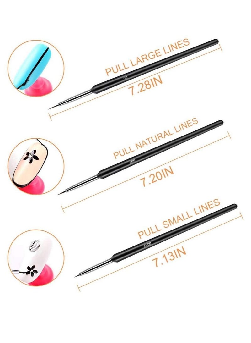 Captaintech 3PCs Nail Art Brushes, Miniature Fine Detail Paint Brush Set, Nail Art Design Painting Pen Brush for DIY & Professional Use - Image 5