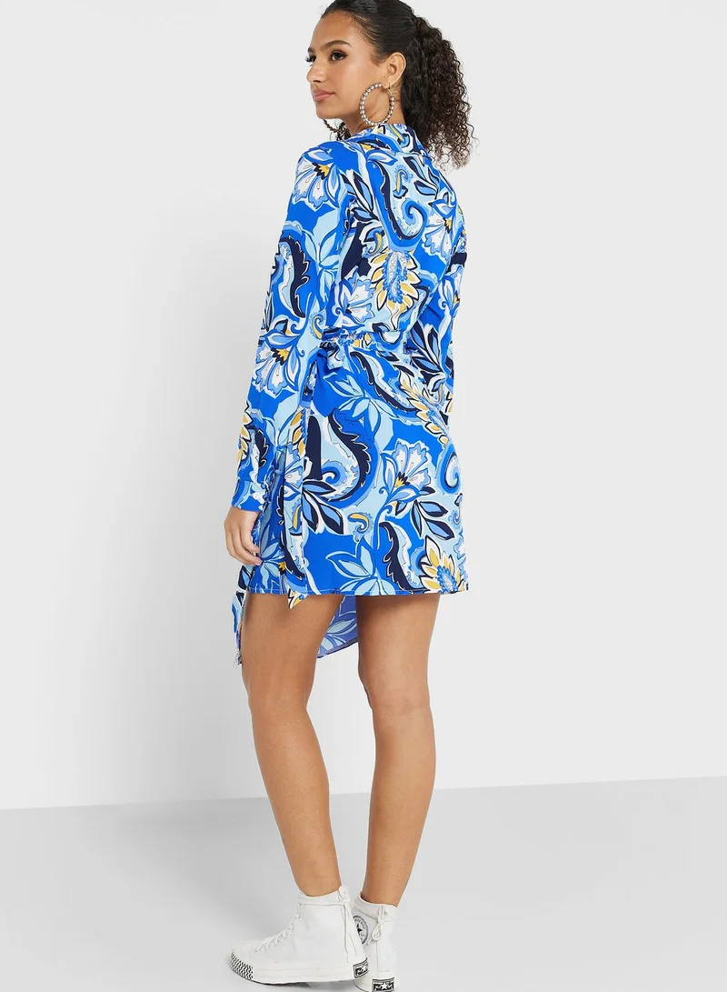 Ginger Printed Wrap Mini Dress