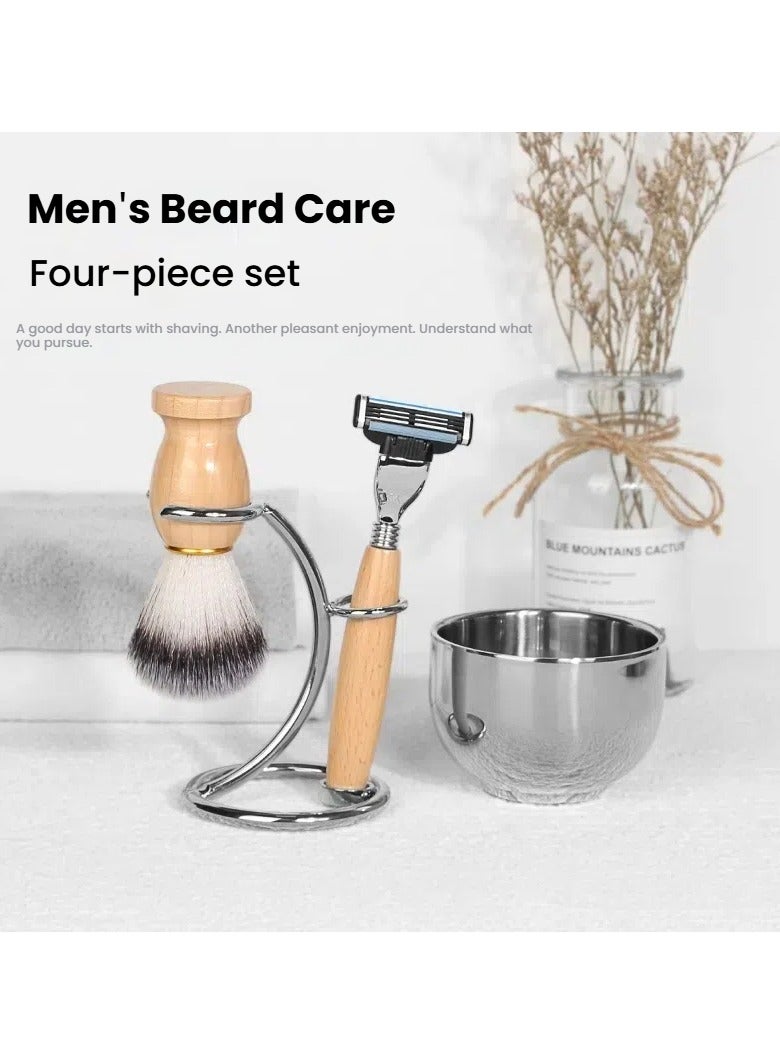 عام مجموعة رشاقة رجالية فينطية تتضمن حلاقة رشاقة من الفولاذ المقاوم للصدأ ووعاء صابون تنظيف وخشب فرشاة تنظيف. تتيح لك هذه المجموعة الحفاظ على رشاقك مرتبًا في أي وقت وفي أي مكان. - Image 1