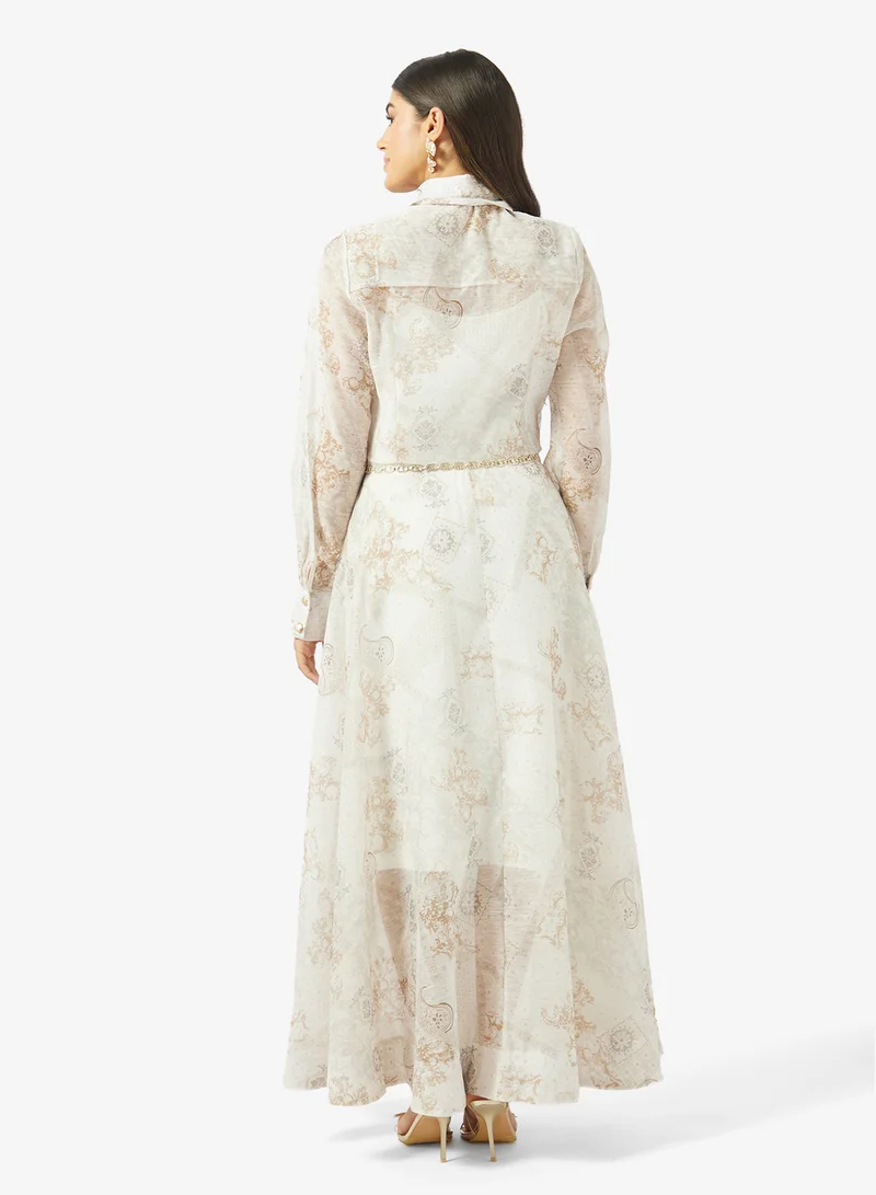 Khizana Monochrome Print Top & Skirt Set