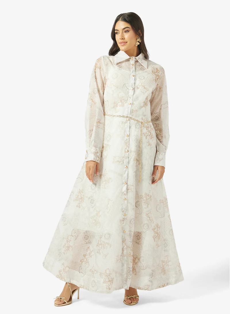 Khizana Monochrome Print Top & Skirt Set
