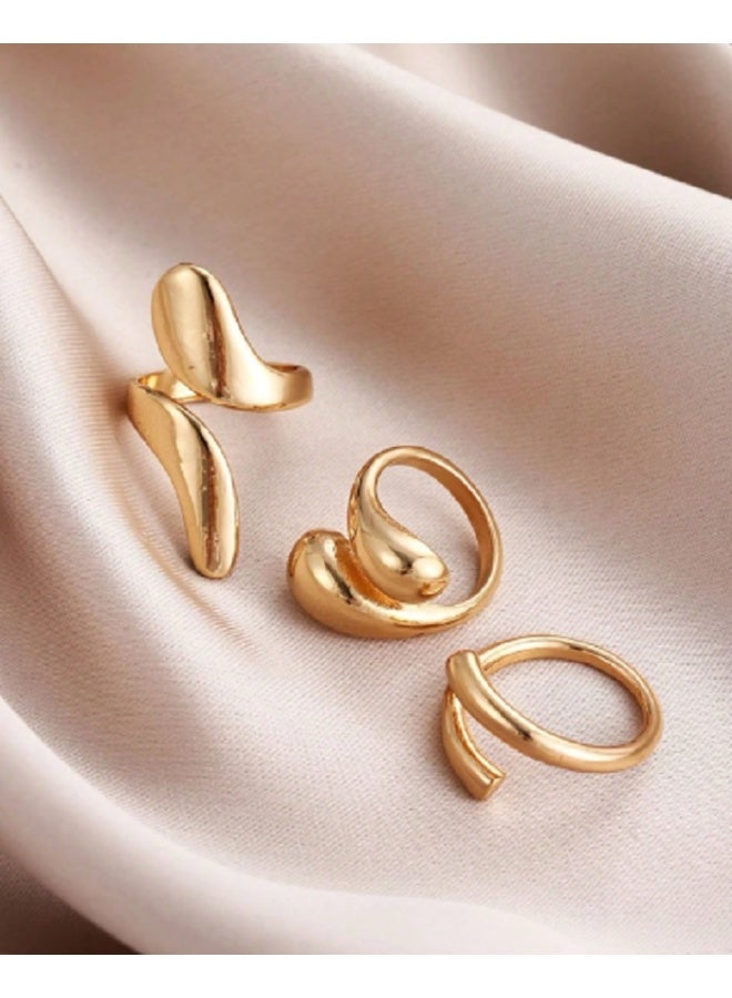 Shein 3pcs Fashionable Asymmetrical Geometric Smooth Open Rings, Suitable For Women's Daily Wear - Image 3