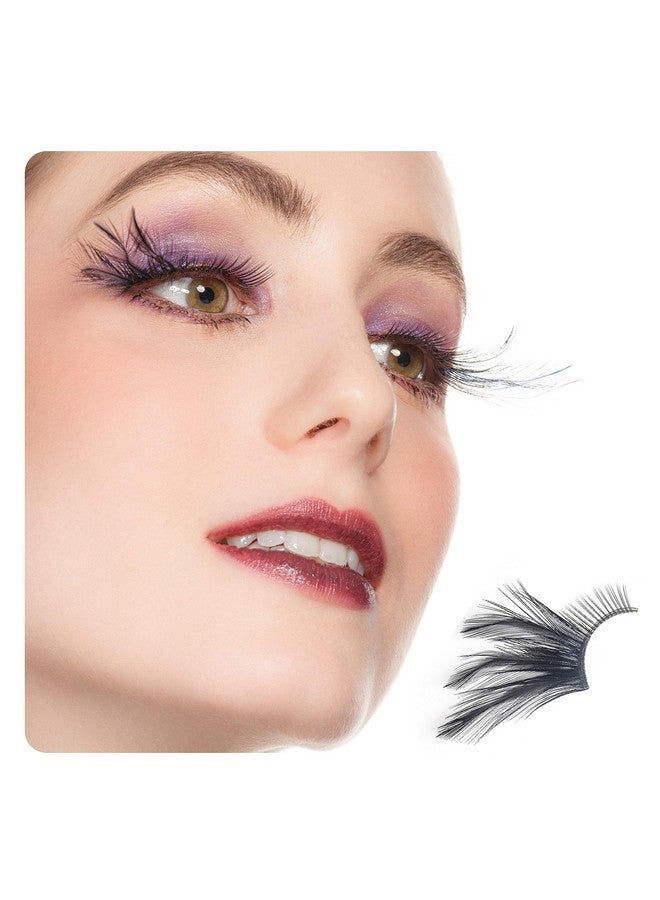 Dorisue Halloween Feather Eyelashes Witch Makeup Cat Eyes Black Tail Lashes Extension Wedding Show Halloween Cosplay Wedding False Lashes Drama Theatre Model Handmade Luxury Fashion Fake Lashes - Image 2