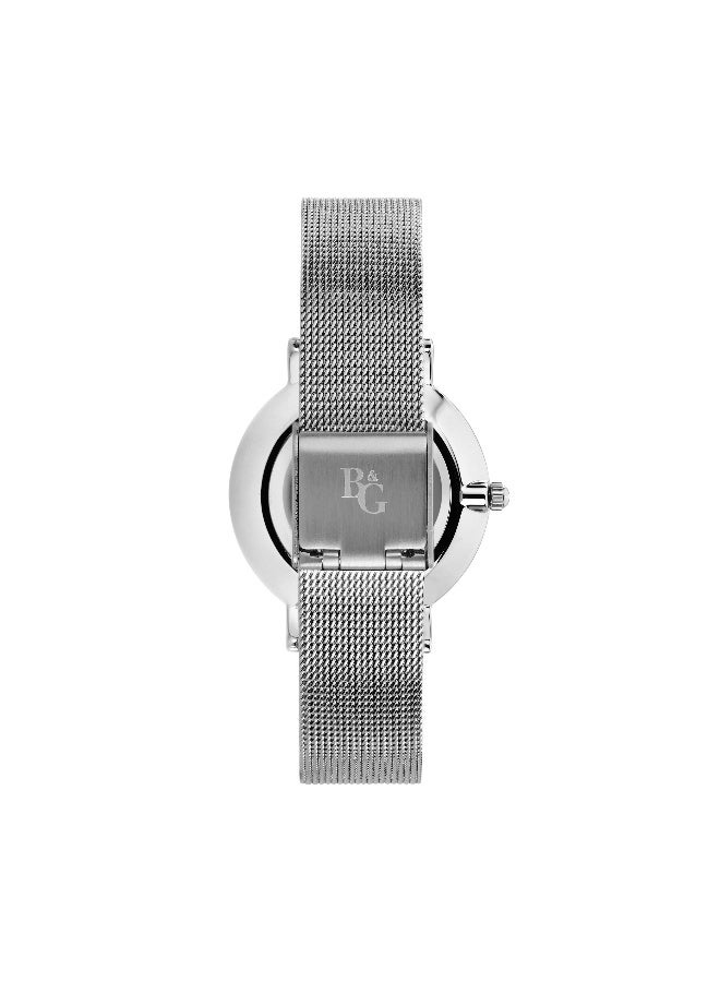B&G Women's Purple Round Analog Dial with Silver Stainless Steel Band Watch - 32mm - R3853252561 - Image 4
