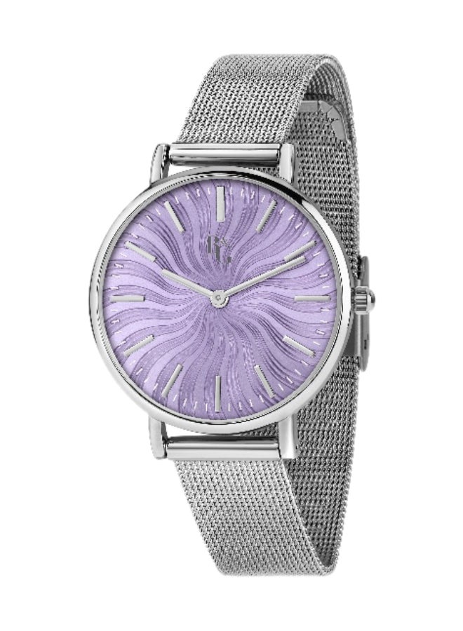 B&G Women's Purple Round Analog Dial with Silver Stainless Steel Band Watch - 32mm - R3853252561 - Image 1