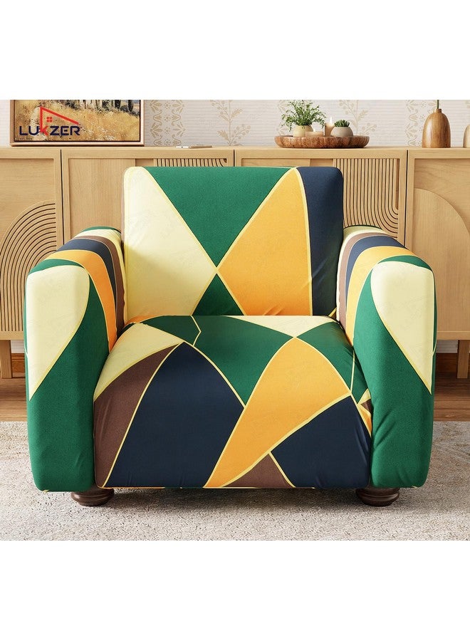 Lukzer 1 Seater Geometric Universal Sofa Cover | 360° Fully Covered Anti-Slip Washable Couch Cover Protecter | 140 GSM Stretch Fit Polyester + Spandex Slipcover (90-140cm/SC-036-01) - Image 3