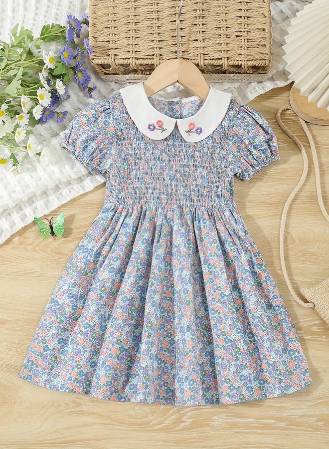 Take Two Girls Blue Floral A-Line Dress - Image 1