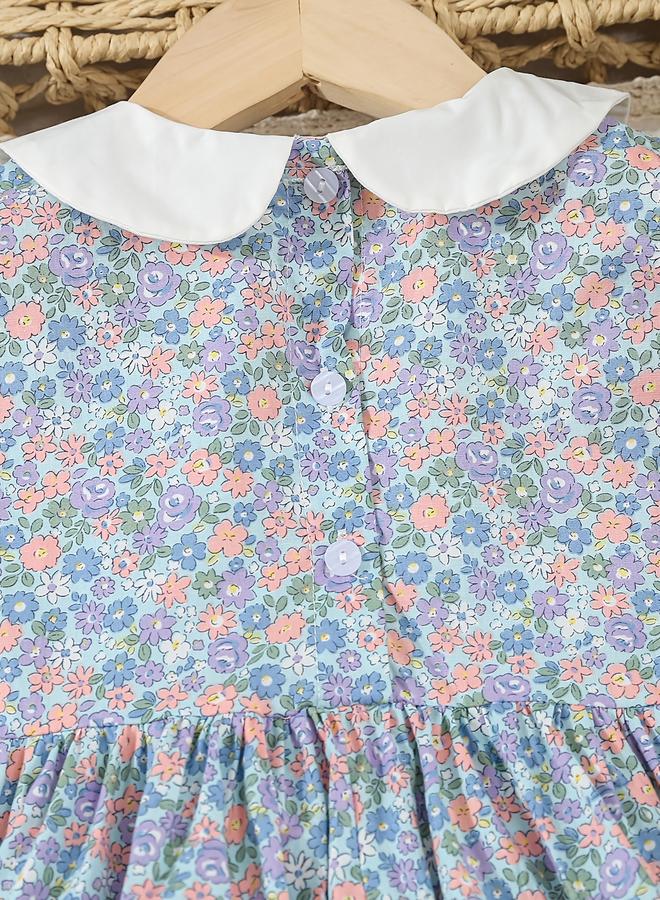 Take Two Girls Blue Floral A-Line Dress - Image 5