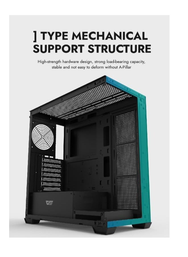 Aigo darkFlash DS900 ATX M-ATX ITX Gaming PC Case with 7 ARGB Fans Pre Installed, Tempered Glass Panels, Type-C Port, 0.5 SPCC Computer Case - Image 3