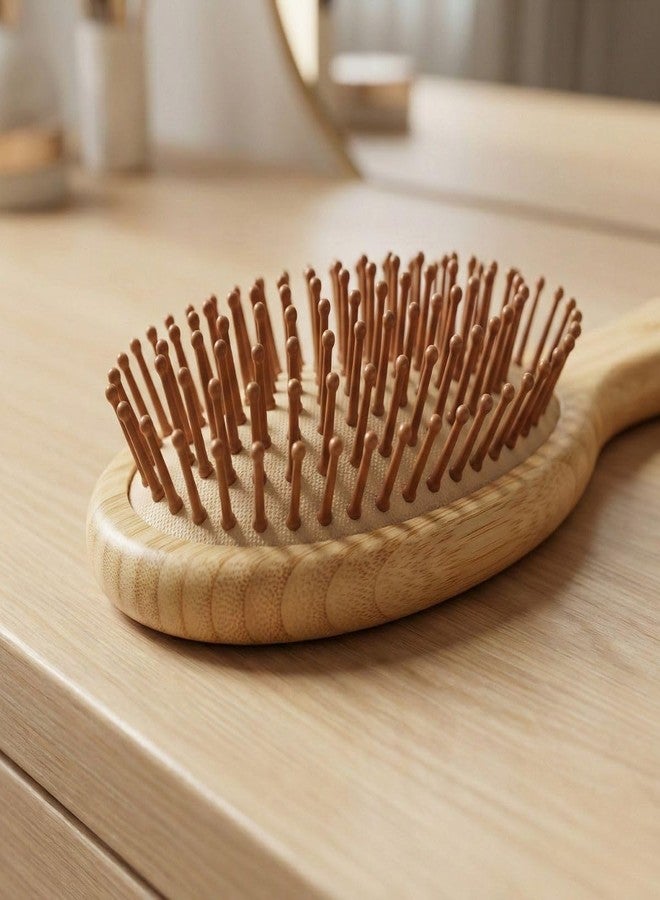 Bamboostan Bamboo Hairbrush, All Hair Types, Natural Bamboo Finish, Paddle Brush, Rounded Bamboo Bristles, Anti-Static, Scalp Massage (Oval) - Image 5