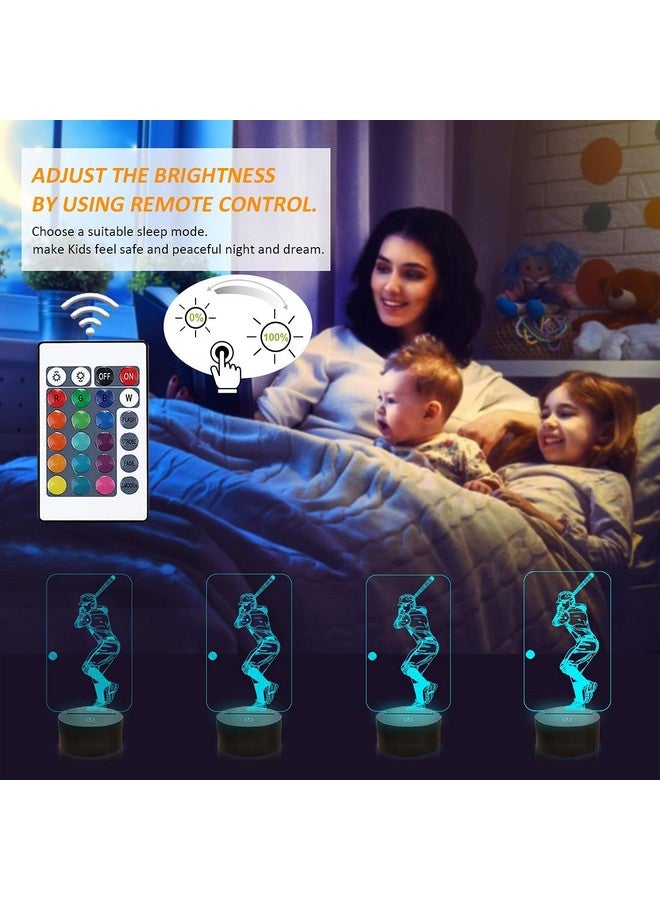 FULLOSUN Baseball 3D Night Light, Sport Gifts Bedside Lamp for Xmas Holiday Birthday Gifts for Kids Baseball Fan with Remote Control 16 Colors Changing + 4 Changing Mode + Dim Function - Image 4