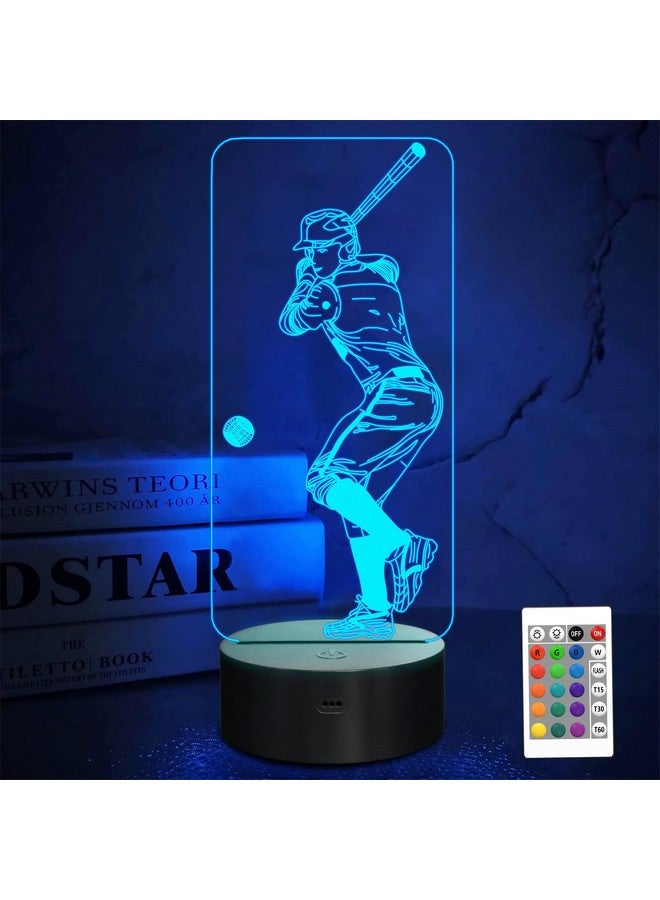 FULLOSUN Baseball 3D Night Light, Sport Gifts Bedside Lamp for Xmas Holiday Birthday Gifts for Kids Baseball Fan with Remote Control 16 Colors Changing + 4 Changing Mode + Dim Function - Image 1