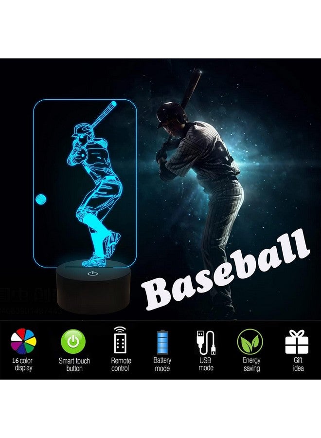 FULLOSUN Baseball 3D Night Light, Sport Gifts Bedside Lamp for Xmas Holiday Birthday Gifts for Kids Baseball Fan with Remote Control 16 Colors Changing + 4 Changing Mode + Dim Function - Image 3