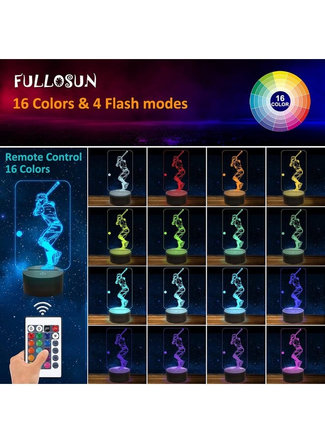 FULLOSUN Baseball 3D Night Light, Sport Gifts Bedside Lamp for Xmas Holiday Birthday Gifts for Kids Baseball Fan with Remote Control 16 Colors Changing + 4 Changing Mode + Dim Function - Image 2