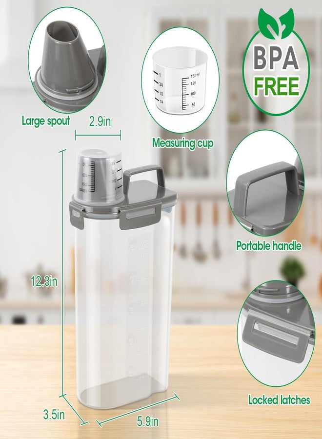 TBMax Rice Container Cereal Storage Container 2 Pack 5 Lbs, Plastic Kitchen Pantry Food Storage Container with Cup, Small Pet Dog Cat Food Container Dispenser -Grey - Image 5