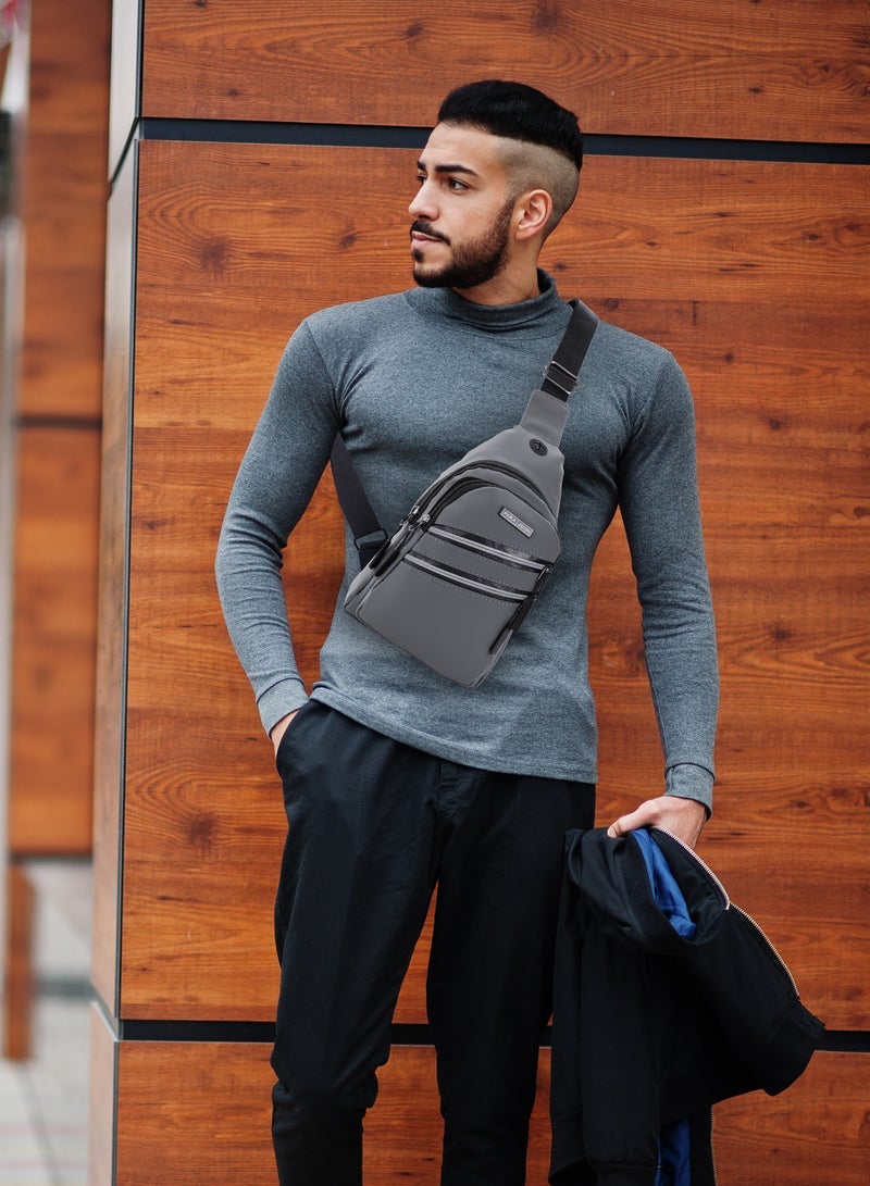 PARAJOHN Mens Chest Bag Suitable for Outdoor Sports Leisure and Travel Canvas Fabric with Earphone Hole - Image 2