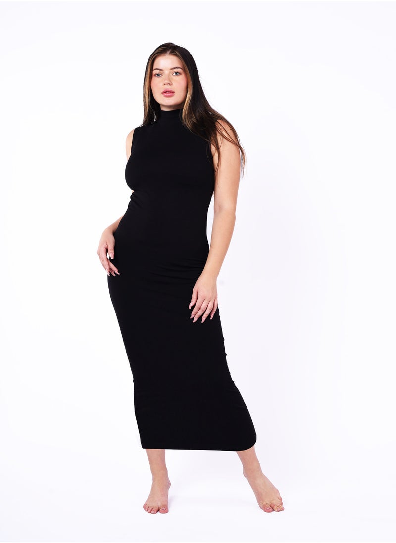 COMODO - highneck full cut long dress cotton 100% - Image 1