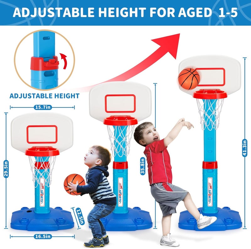 GMAOPHY Toddler Basketball Hoop Indoor for Age 1-3, Adjustable Kids Basketball Hoops, Mini Basketball Hoop with 3 Balls for Outdoor Poolside, Birthday Christmas Sport Toys Gift for Baby Boys Girls Age 1 2 3 4 - Image 2
