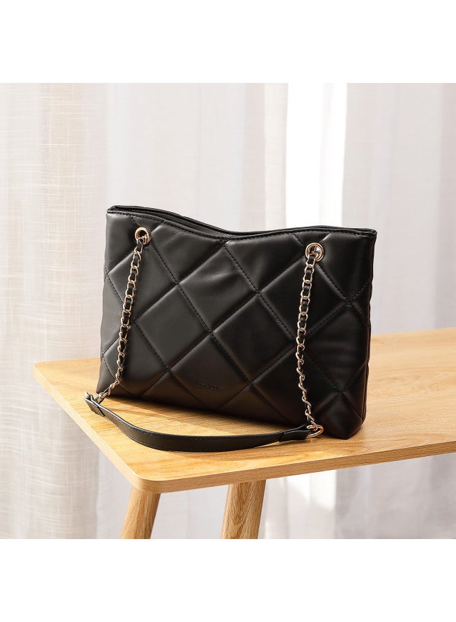 Josiny Women's Bag, Fashionable And Versatile Chain Quilted Tote Bag, Underarm Bag, Crossbody Bag, Women's Handbag - Image 5