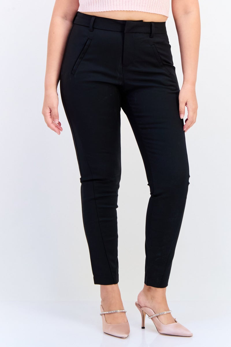 VERO MODA Women Regular Fit Solid 32 Inseam Straight Leg Pants, Black - Image 1