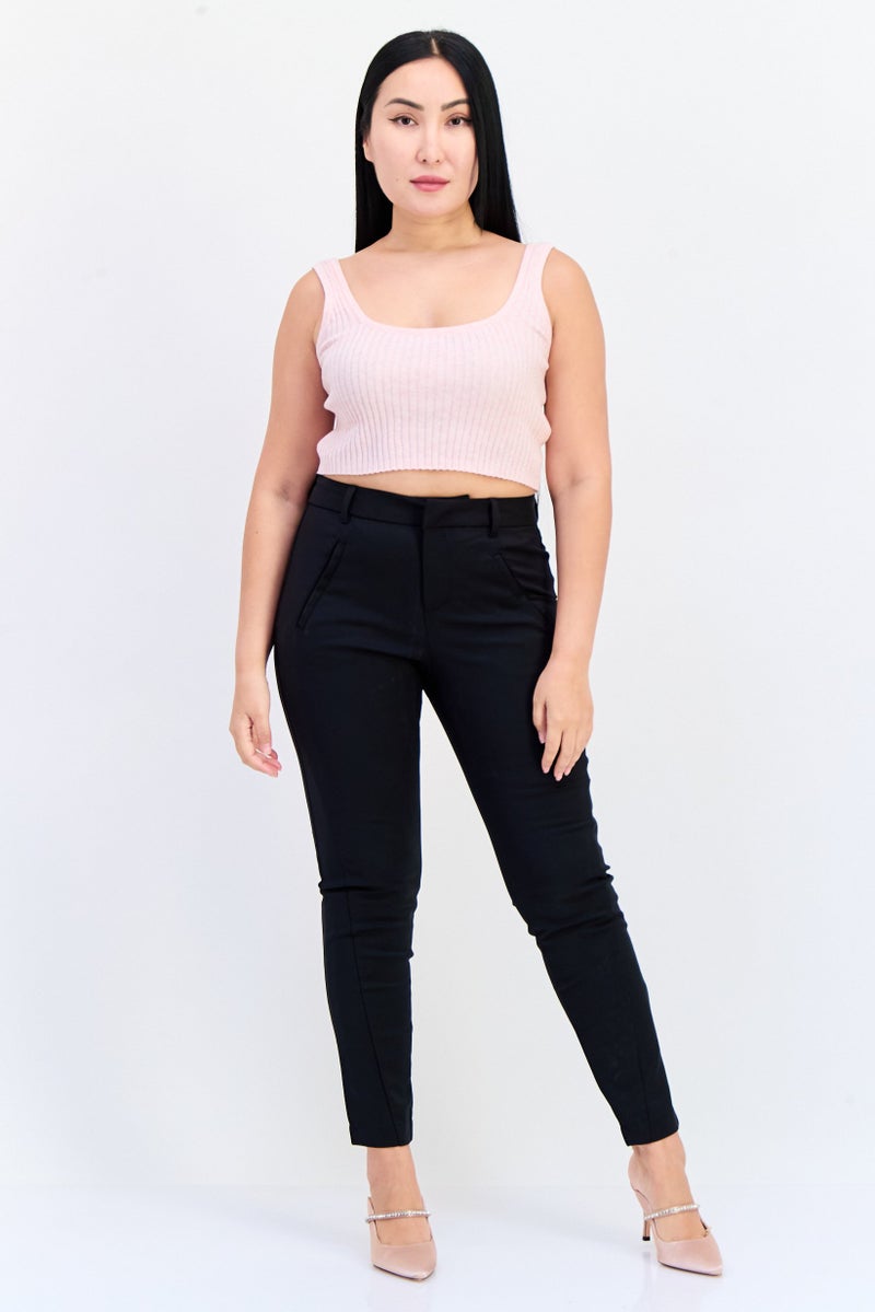 VERO MODA Women Regular Fit Solid 32 Inseam Straight Leg Pants, Black - Image 4