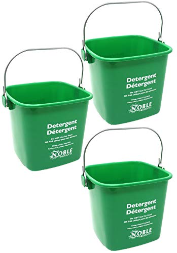 Noble Products Small Green Detergent Bucket 3 Quart Cleaning Pail Set of 3 Square Containers - Image 2