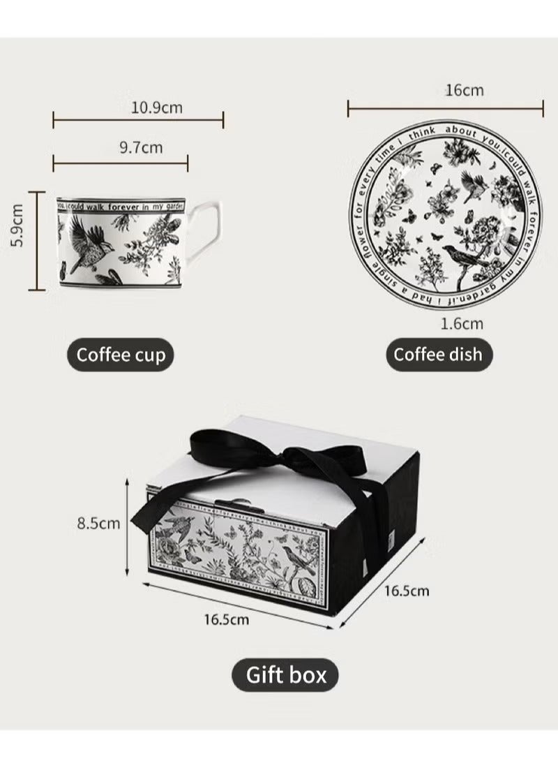 Hoasis Ceramic Coffee Cup and Saucer Set, Vintage Floral Design Porcelain Coffee Cup and Saucer with Gift Box, Hand Crafted Flower Shaped for Home Office, 250 ML Capacity - Image 2