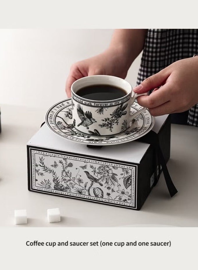 Hoasis Ceramic Coffee Cup and Saucer Set, Vintage Floral Design Porcelain Coffee Cup and Saucer with Gift Box, Hand Crafted Flower Shaped for Home Office, 250 ML Capacity - Image 3