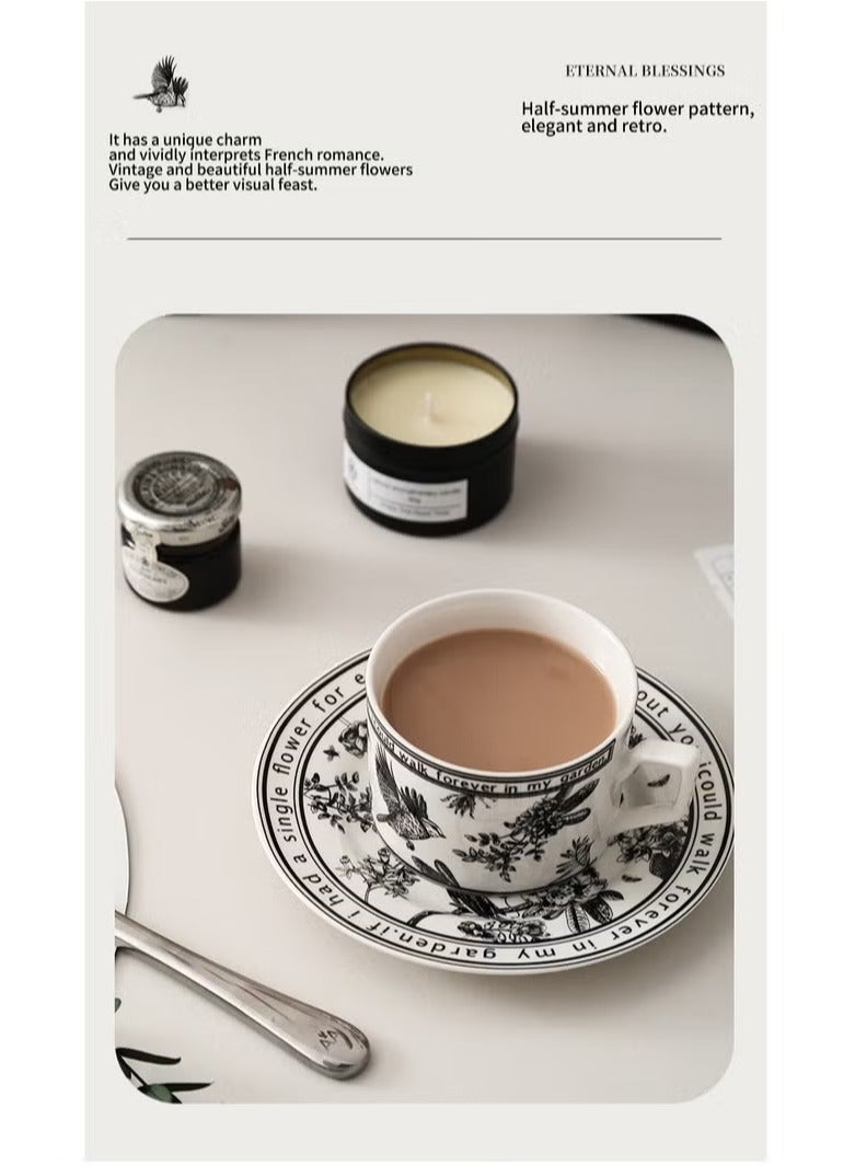 Hoasis Ceramic Coffee Cup and Saucer Set, Vintage Floral Design Porcelain Coffee Cup and Saucer with Gift Box, Hand Crafted Flower Shaped for Home Office, 250 ML Capacity - Image 4