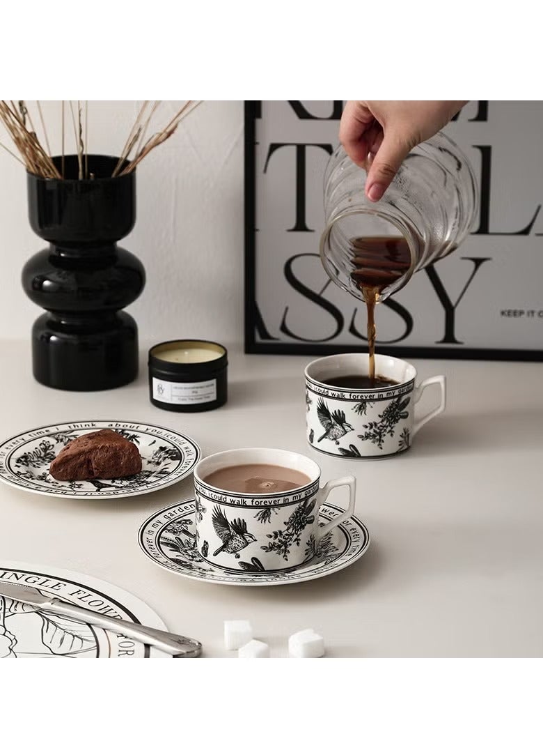 Hoasis Ceramic Coffee Cup and Saucer Set, Vintage Floral Design Porcelain Coffee Cup and Saucer with Gift Box, Hand Crafted Flower Shaped for Home Office, 250 ML Capacity - Image 5