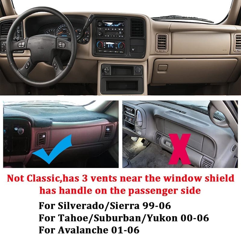 BLIBLIUNIT Dashboard Cover for Chevrolet Silverado 1500 2500 3500 1999-2006 Avalanche Chevy Tahoe Suburban GMC Sierra Yukon Dash Cover Mat(Premium Carpet, Gray) - Image 3