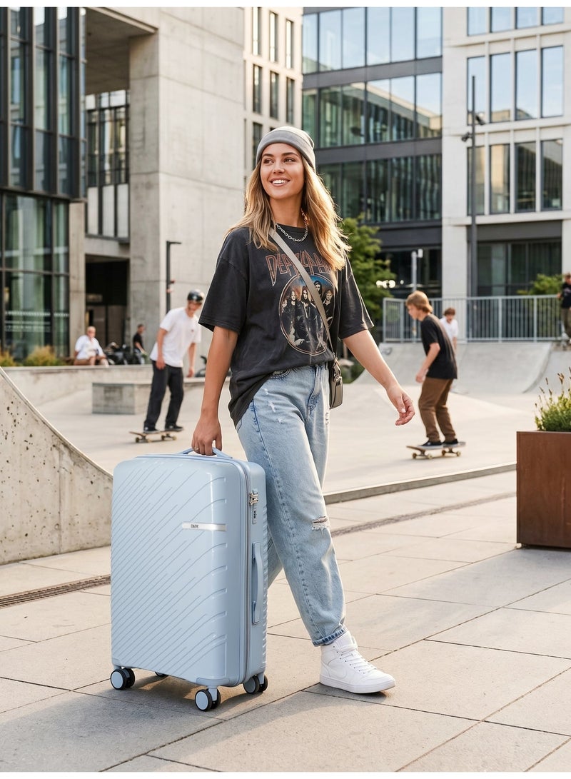 KTMC 3-Piece Polypropylene Luggage Set (20″/24″/28″) Carry-On & Checked Suitcases,  Light Blue, H-8882 - Image 3