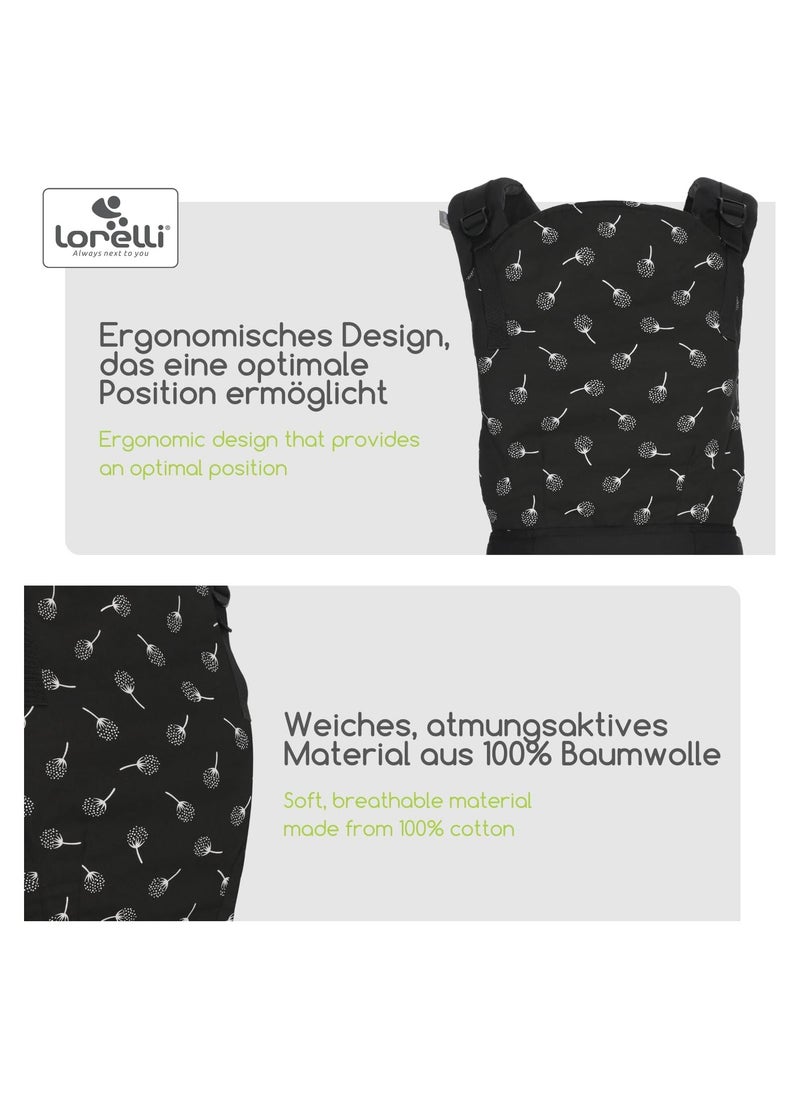 lorelli - Lorelli Baby Carrier Wally with Head Support from 3 Months, Ergonomic Design, Lightweight, 100% Cotton, Ultra Soft, Adjustable Straps, Easy to Wear, Forward Facing, Face to Face, Black - Image 1