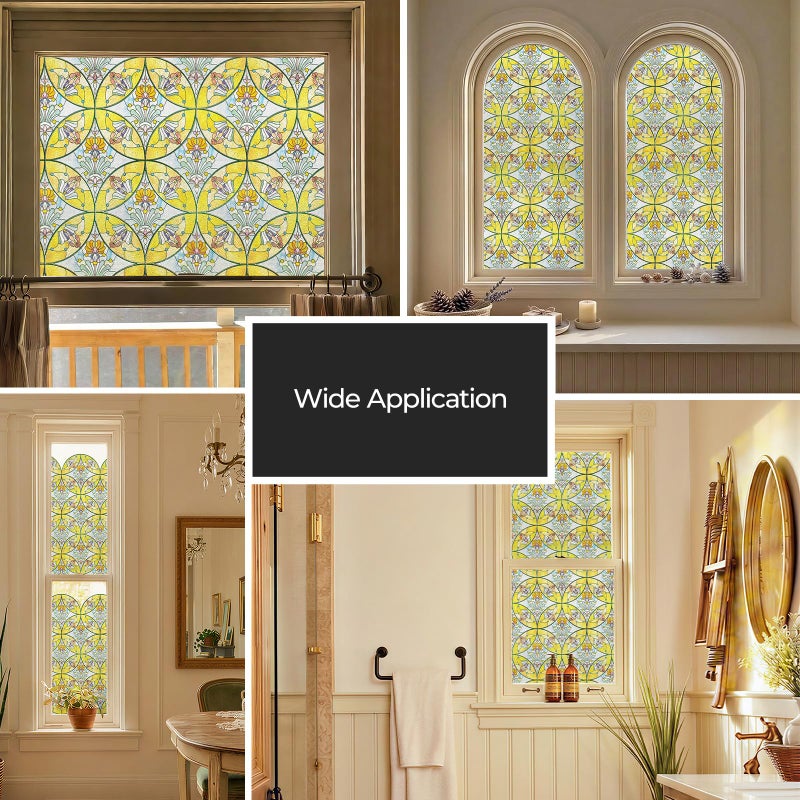 ADD.HERES 3D Stained Glass Window Film, Decorative Window Privacy Film for Bathroom,Front Door,Home, Sun Blocking Heat Control,Static Cling,Floral Sequence 23.6inch x 35.4inch - Image 4