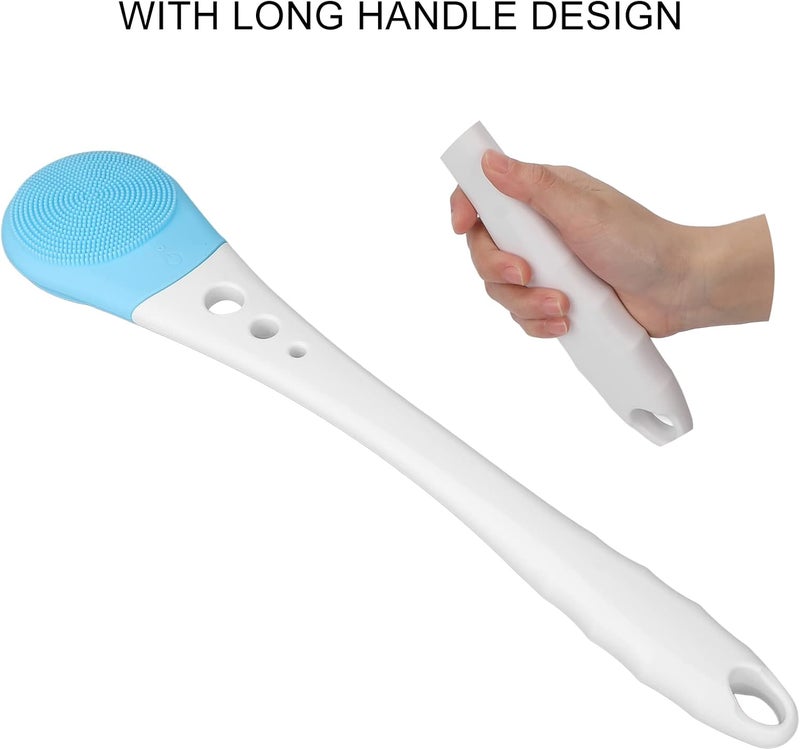 klarako Electric Body Wash Brush,Bath Brush Multifunctional Waterproof Shower Brush with Long Handle for Body Cleansing Exfoliation,Body Scrubber Shower Back Brush Back Cleaning Scrubber(blue) - Image 3