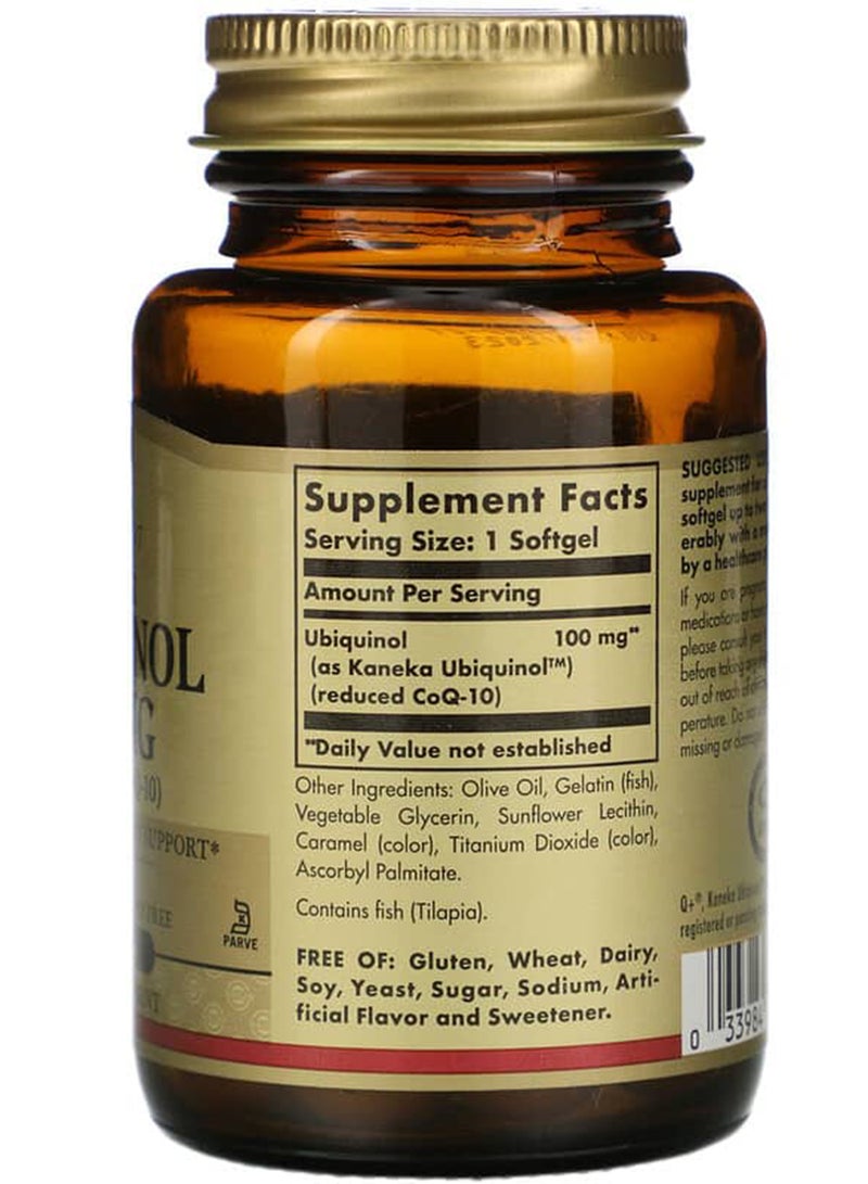 Solgar Ubiquinol Dietary Supplement 100mg - 50 Softgels - Image 2