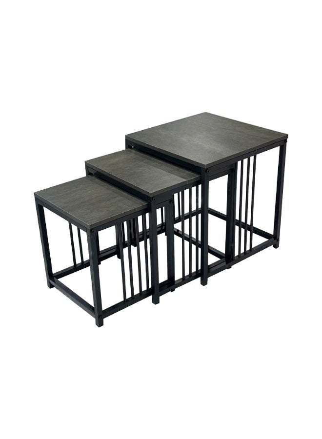 POWER 3PCS Nesting Side Tables Set Wooden Top Metal Frame Stackable Small Coffee Tables for Living Room Bedroom Sofa Space Saving End Tables Easy Assembly - Image 3