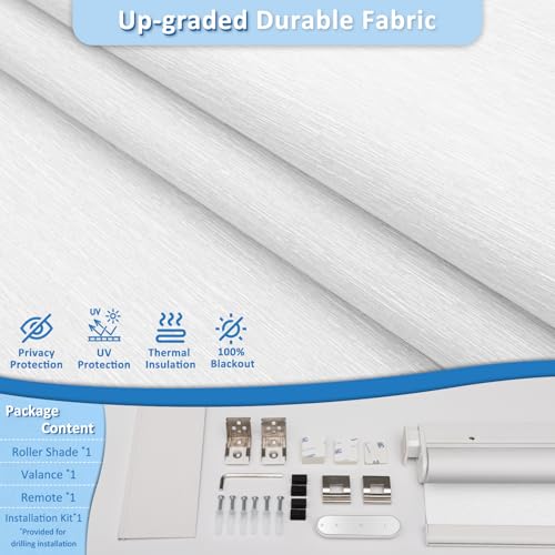 MANSNIX Smart Motorized Blinds with Remote, Cordless No-Drill Automatic Roller Shades, Blackout Electric Blind for Windows, White, 23 x 72 - Image 5