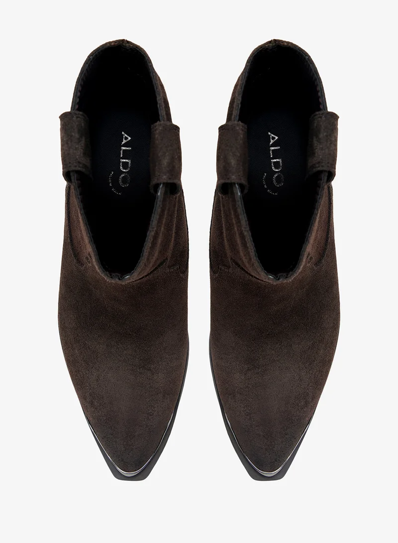 Aldo DARK BROWN Valley Heeled Ankle Boots for Women | Best Price UAE