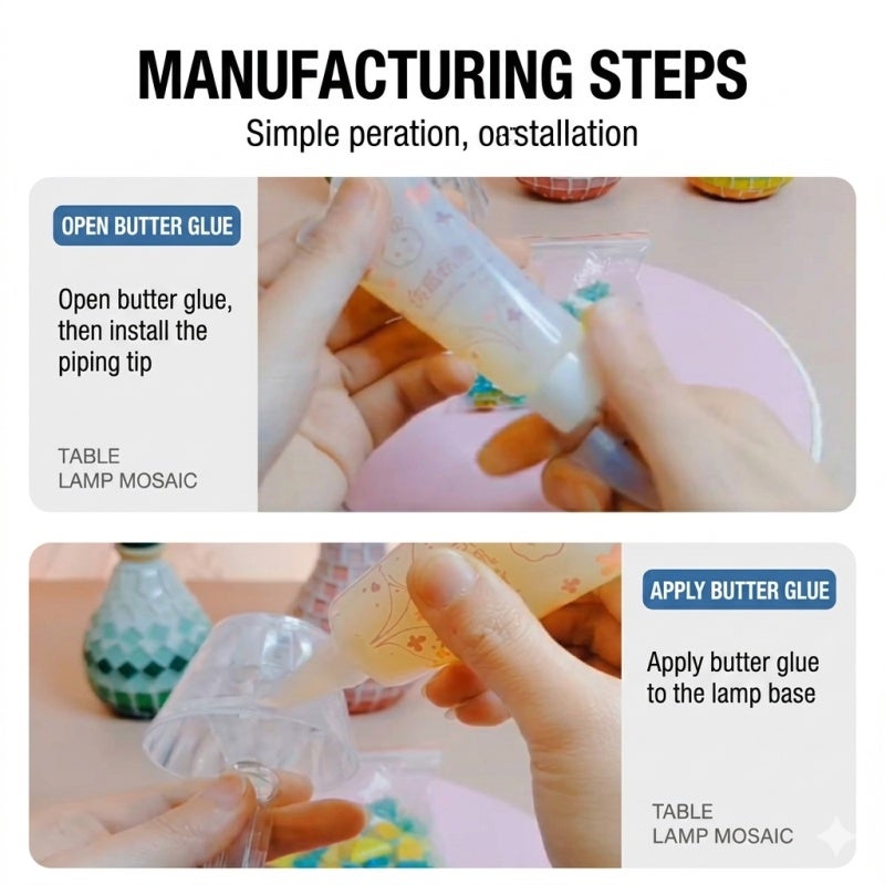 Mosaic Lamp DIY Kit Glass Tiles Stained Glass Night Light - Handmade Mosaic Craft Set for Adults Teens Pink LED Home Decor - Image 2