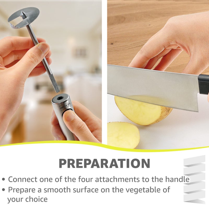 Lurch Germany Twister Stainless Steel Vegetable Drill | Fruit Corer And Veggie Spiralizer Ergonomic Handle With 4 Sizes for Coring and Hollowing out Zucchini, Potatoes, Carrot, Apple - Image 4
