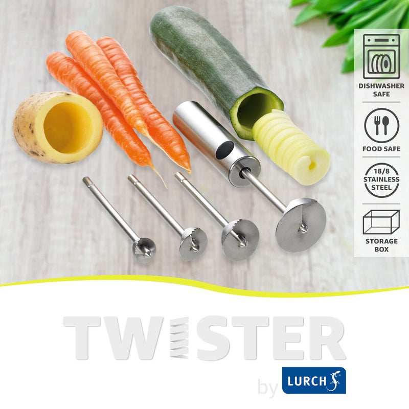 Lurch Germany Twister Stainless Steel Vegetable Drill | Fruit Corer And Veggie Spiralizer Ergonomic Handle With 4 Sizes for Coring and Hollowing out Zucchini, Potatoes, Carrot, Apple - Image 2