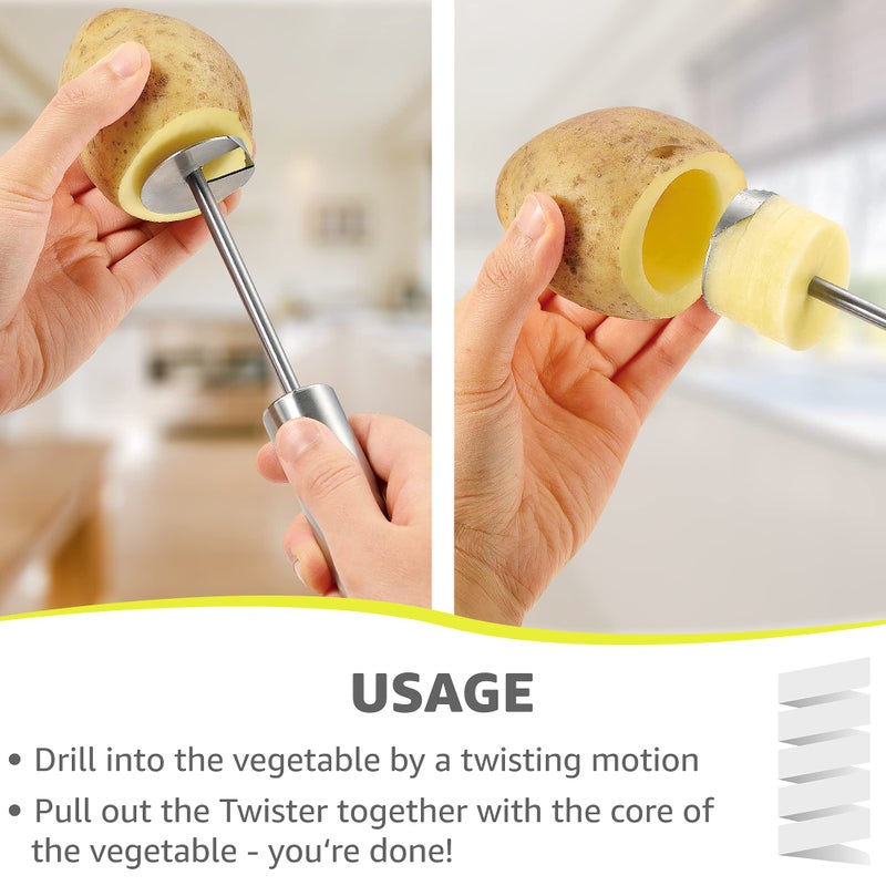 Lurch Germany Twister Stainless Steel Vegetable Drill | Fruit Corer And Veggie Spiralizer Ergonomic Handle With 4 Sizes for Coring and Hollowing out Zucchini, Potatoes, Carrot, Apple - Image 5