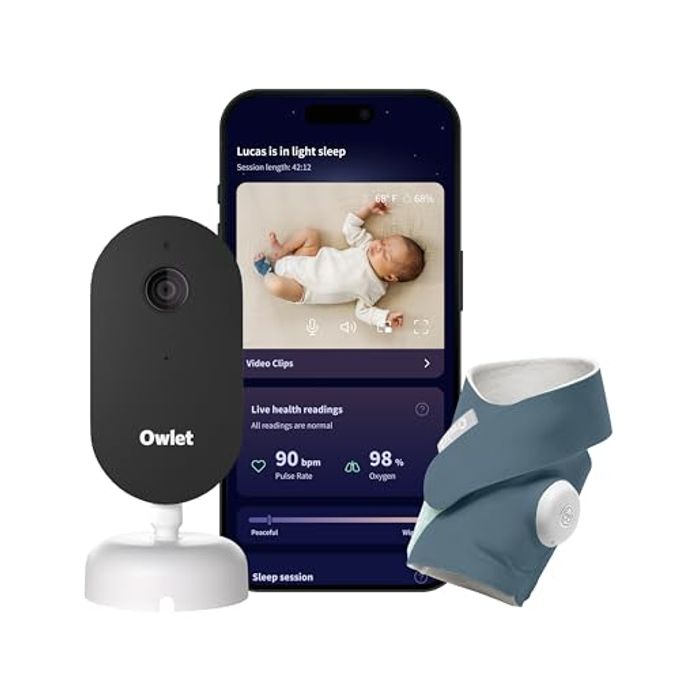 Owlet Dream Duo (Gen 3) Smart Baby Monitor All-In-One Bundle 2K Hd Video Baby Monitor With Alerts & Owlet Dream Sock Tracks BabyS Oxygen, Heart Rate & Sleep | Health Insights Via App | Bedtime Blue - Image 1