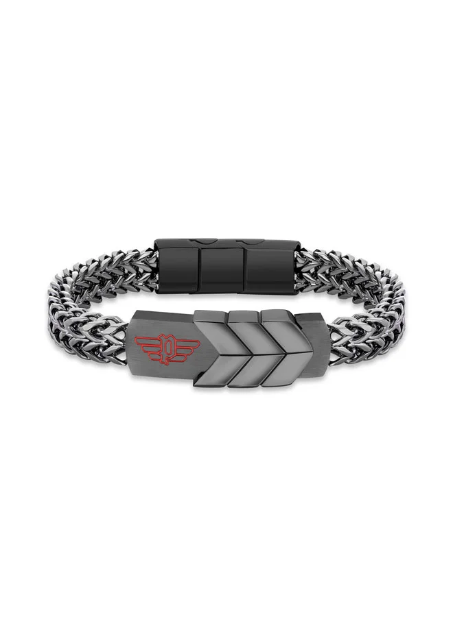 Police Valorious Gunmetal Stainless Steel Chain Bracelet for Men