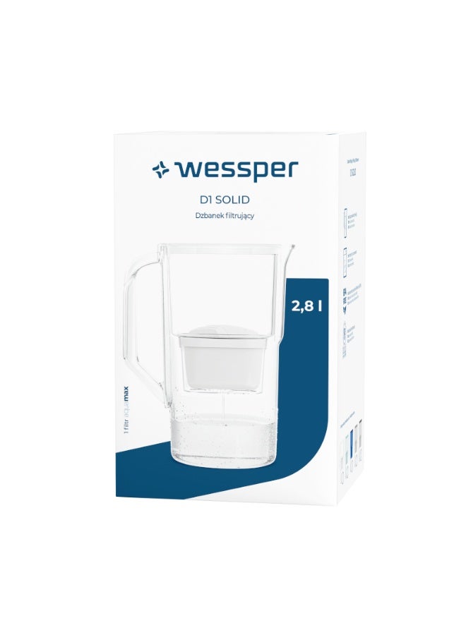 إبريق فلترة مياه ويسبر D1 سوليد AquaMax سعة 3.3 لتر – أبيض - Image 1