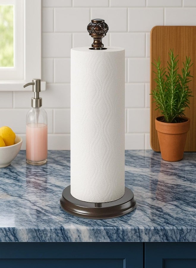 HOLDN’ STORAGE Paper Towel Holder - Decorative Freestanding Kitchen Countertop Stand Dispenser - Non-Slip Base, Sturdy, Durable and Heavy Duty, Fits Regular & Jumbo Paper Towel Rolls, Oil Rubbed Bronze Finish - Image 3