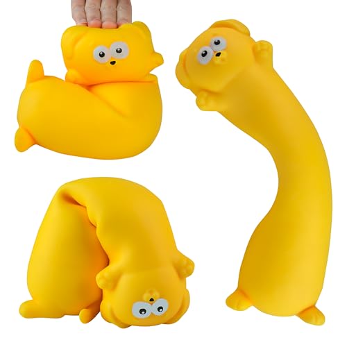 The Orb Factory ORB Easy Sqweezy Pets Giant Stretchy Dog Stretches Up to 5 Feet Long Huge Jumbo Sized Yellow Squishy Toy Puppy Stretch and Squeeze for Stress Relief Fun Sensory Fidget Toy for Kids and Adults - Image 1