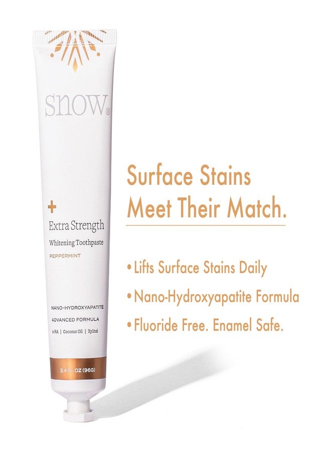 SNOW Extra Strength Teeth Whitening Toothpaste | Nano-Hydroxyapatite Xylitol and Coconut Oil | Helps Visibly Lift Surface Stains | Fluoride Free SLS Free | Peppermint 3.4 oz - Image 2